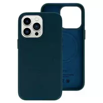 Toptel Leather phone case with MagSafe support for iPhone 15 Plus, navy