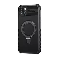 TEL PROTECT Armor phone case with stand and MagSafe support for iPhone 15 Plus, black