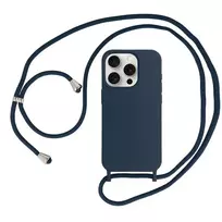 Toptel Navy blue silicone strap phone case for iPhone 15 Plus