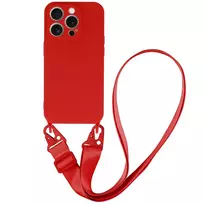 Toptel Silicone strap phone case for iPhone 12, red