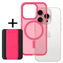 Amazing Thing Titan Pro Neon Mag book-style phone case with stand and MagSafe support for iPhone 15 Pro Max, pink