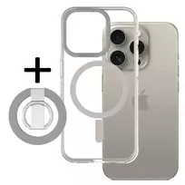 Amazing Thing Titan Pro Mag Ring Grip phone case with stand and MagSafe support for iPhone 15 Pro, gray
