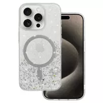 TEL PROTECT Moonlite phone case with MagSafe support for iPhone 14, silver transparent