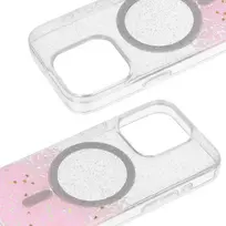 TEL PROTECT Moonlite phone case with MagSafe support for iPhone 15 Pro Max, pink transparent