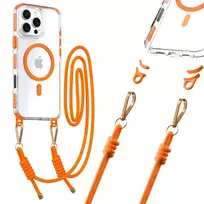 TEL PROTECT Strap Clear phone case for iPhone 15 orange