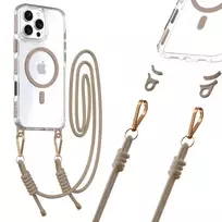 TEL PROTECT Strap Clear phone case for iPhone 15 Pro Max gold