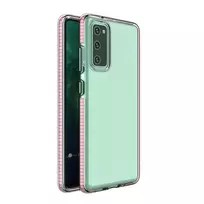 Hurtel Spring Case clear TPU gel protective cover with colorful frame for Samsung Galaxy A72 4G in light pink