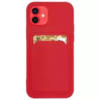 Hurtel Silicone card case wallet with card slot for documents – Samsung Galaxy A42 5G, red