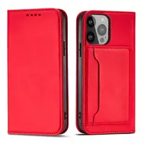 Hurtel Magnetic Card Case for Samsung Galaxy S23+ - Flip Cover Wallet Stand, Red