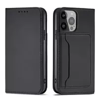 Hurtel Magnetic Card Case for Samsung Galaxy S23 Ultra, Flip Cover Wallet Stand, Black