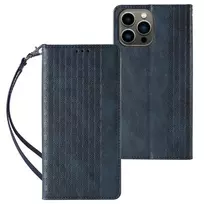 Hurtel Magnetic Strap Case for Samsung Galaxy S23 Flip Wallet, Mini Lanyard, Stand, Blue