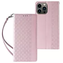 Hurtel Magnetic Strap Case for Samsung Galaxy S23+ Flip Wallet with Mini Lanyard and Stand, Pink