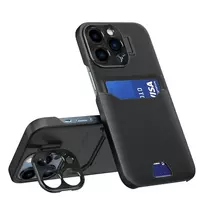 Hurtel Leather stand-type book phone case with stand for iPhone 14 Pro, black