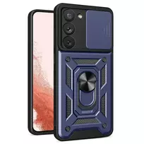 Hurtel Hybrid Armor Camshield Case for Samsung Galaxy S23+ Armored Case with Camera Cover, Blue