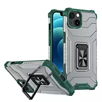 Hurtel Crystal Ring Tough Rugged phone case with stand for iPhone 13 mini green
