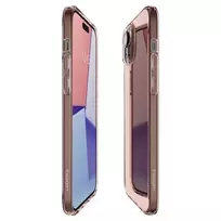 Spigen Crystal Flex phone case for iPhone 15 Plus, pink transparent