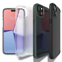 Spigen Crystal Hybrid phone case for iPhone 15 Plus transparent black