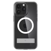 Spigen Ultra Hybrid S phone case with stand and MagSafe support for iPhone 15 Pro, transparent