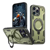 Hurtel Hybrid Armor Trendy phone case with MagSafe support for iPhone 16 Pro Max green