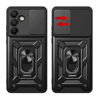 Hurtel OEM Hybrid Armor Camshield phone case with stand for Samsung Galaxy A56 (A566) black (with camera lens protection)