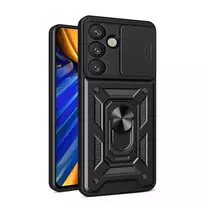 Hurtel Hybrid Armor Camshield Case with Stand and Camera Cover for Infinix Note 50 Pro 4G - Black