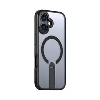 Hurtel Hybrid Armor X phone case with stand and MagSafe support for iPhone 17, black