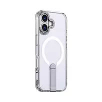 Hurtel Hybrid Armor X phone case with stand and MagSafe support for iPhone 17, transparent