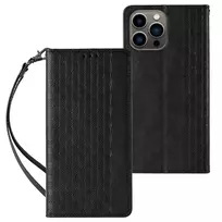 Hurtel Magnet Strap book-style phone case with stand for iPhone 14, black