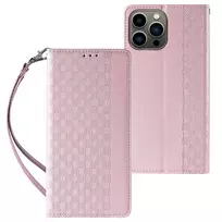 Hurtel Magnet Strap book-style phone case with stand for iPhone 14 Pro Max, pink
