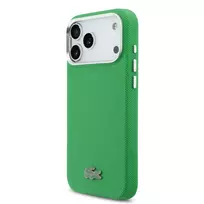Lacoste Iconic Petit Pique Metal Logo phone case with MagSafe support for iPhone 17 Pro Max green
