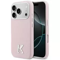 Karl Lagerfeld Karl  AND  Choupette Head Pins Saffiano phone case with MagSafe support for iPhone 17 Pro Max, pink