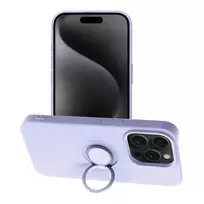 OEM Silicone Ring Phone Case with Stand for iPhone 15 Pro, Purple