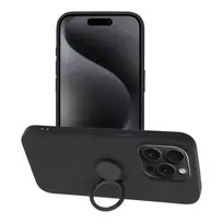 OEM Silicone ring phone case with stand for iPhone 15 Pro, black