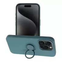 OEM Silicone Ring phone case with stand for iPhone 15 Pro green