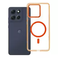 OEM FRAME CLEAR HYBRID MAG COVER compatible with MagSafe for MOTOROLA G86, hermes orange