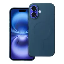OEM Silicone Mag Cover (large cutout) phone case with MagSafe support for iPhone 16, blue