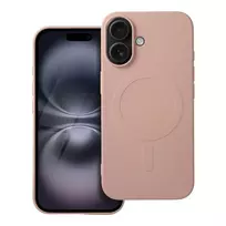 OEM Silicone Mag Cover (large cutout) phone case with MagSafe support for iPhone 16, pink