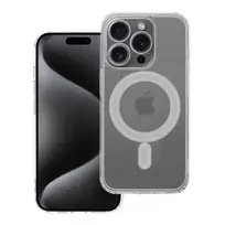 OEM Clear Mag phone case with MagSafe support for iPhone 15 Pro, transparent