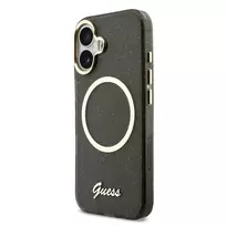 GUESS IML Glitter Script Strap phone case with MagSafe support for iPhone 17 black