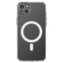 Hurtel Clear magnetic phone case with stand and MagSafe support for iPhone 14 Plus, transparent