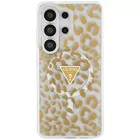 GUESS IML Leopard Print Triangle phone case with MagSafe support for Samsung Galaxy S26 Ultra (S948) brown