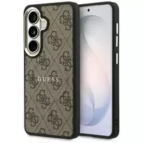 GUESS 4G Embossed phone case with stand and MagSafe support for Samsung Galaxy S26 (S942) brown