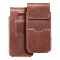 OEM ROYAL Crazy Horse - Universal Leather Flap Pocket / Brown / Size XL / IPHONE 11 / 12 / 13 / SAMSUNG S7 EDGE