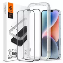 Spigen ALM GLASS FC tempered glass screen protectors for iPhone 13 | iPhone 13 Pro | iPhone 14, black, 2-pack