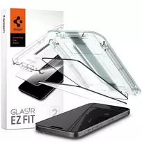 Spigen EZ FIT tempered glass screen protector for iPhone 15 Pro, black