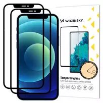 Wozinsky 2 x Tempered Glass Full Glue Super Tough Screen Protector, Full Coverage with Frame Case Friendly for iPhone 12 Pro / iPhone 12, black