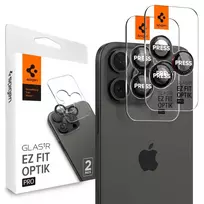 Spigen OPTIX PRO L-SERIES GLASS.TR "EZ FIT" CAMERA PROTECTOR 2-PACK FOR IPHONE 14 PRO, PRO MAX, 15 PRO, PRO MAX, 16 PRO, 16 PRO MAX - BLACK