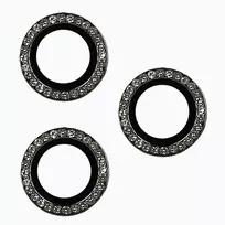 Toptel Tempered Glass HARD DIAMOND Camera Lens Protector for iPhone 15 Pro/15 Pro Max, Black (3-piece lens set)