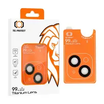 TEL PROTECT Tempered glass, titanium lens, 99% AR coating for iPhone 14/14 Plus/16e, black (lens, 2 pcs)