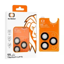 TEL PROTECT Tempered glass, titanium lens, 99% AR camera coating for iPhone 15 Pro/15 Pro Max, black (3 lens pieces)